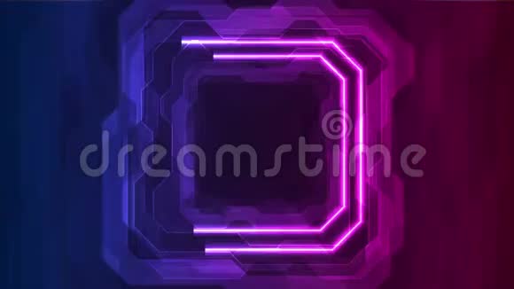 蓝紫霓虹灯抽象技术几何运动背景视频的预览图