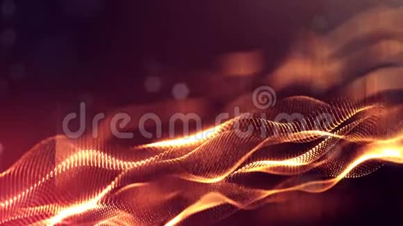 具有深度的发光粒子的4k抽象环形背景科幻小说背景金色红点视频的预览图