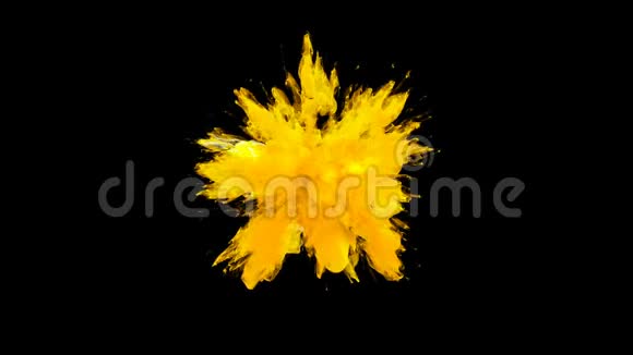 鲜艳的黄色爆发色的烟雾爆炸液颗粒阿尔法哑光视频的预览图