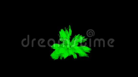 绿色爆炸五颜六色的烟雾爆炸流体粒子阿尔法哑光视频的预览图