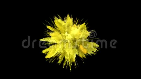 黄色爆炸五颜六色的烟雾爆炸流体粒子阿尔法哑光视频的预览图