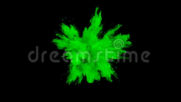 绿色爆炸五颜六色的烟雾爆炸流体粒子阿尔法哑光视频的预览图