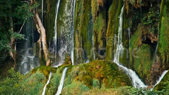 国家公园里的瀑布和湖克罗地亚4k视频的预览图