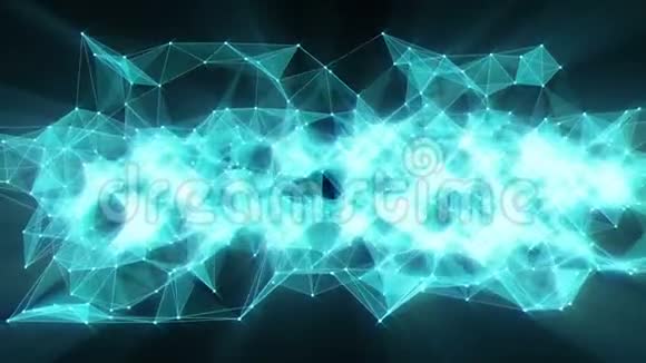 神经丛网络向蓝色霓虹灯文字传播转化的动画视频的预览图