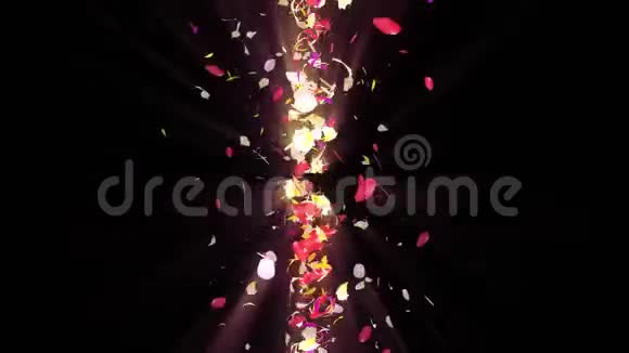 五颜六色的花瓣螺旋状闪亮的花瓣花朵图案很漂亮的花瓣旋转花瓣的漩涡循环动画视频的预览图
