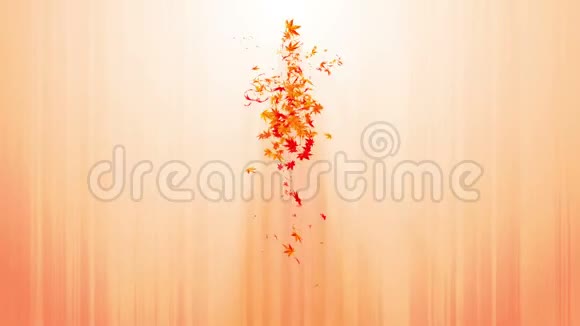 来自五颜六色的枫叶和叶子的旋涡秋叶的螺旋状闪亮颗粒跳舞的叶子丰富多彩的自然隧道循环动画视频的预览图