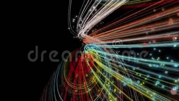 带条纹波物体和粒子在慢运动中的奇妙动画4096x2304环4K视频的预览图