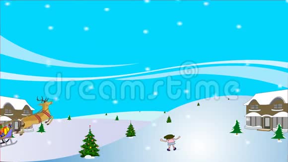 圣诞老人在天空中乘坐雪橇视频的预览图