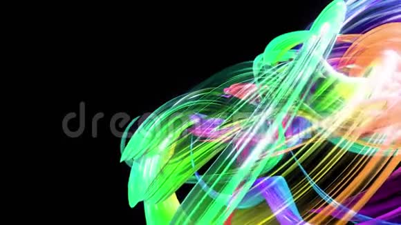 五颜六色的彩虹条纹在一个圆形的队形中扭曲在一个圆圈中移动无缝创意背景循环三维平滑视频的预览图