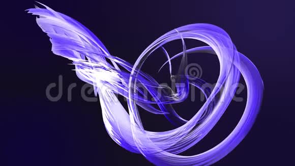 五颜六色的蓝色条纹扭曲成圆形移动成一个圆圈无缝创意背景循环三维平滑视频的预览图