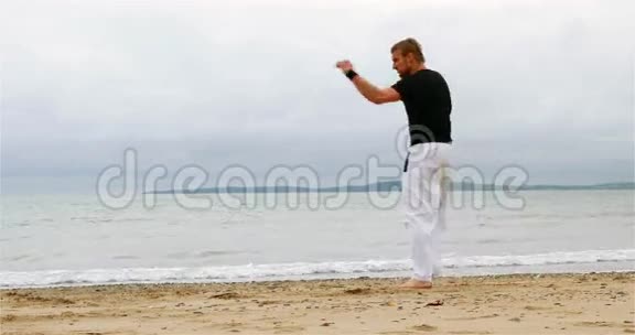 健身男子练武术视频的预览图