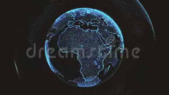 地球旋转循环旋转发光点程式化世界地球轨道视频的预览图