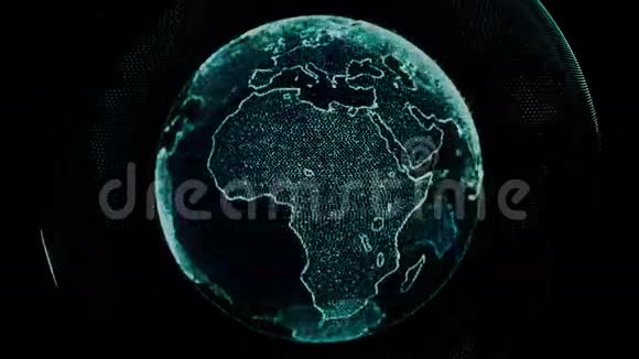 地球旋转循环旋转发光点程式化世界地球轨道视频的预览图