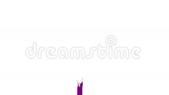 紫色的水花慢慢地飞进照相机彩色油漆视频的预览图