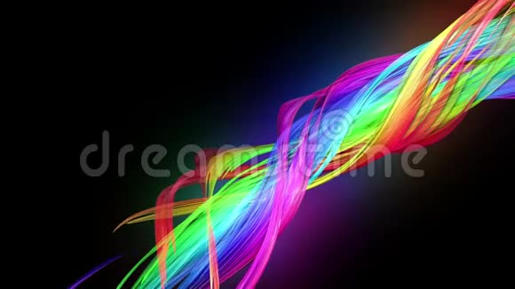 以霓虹灯为抽象背景的4k彩色循环彩虹彩色磁带动画视频的预览图