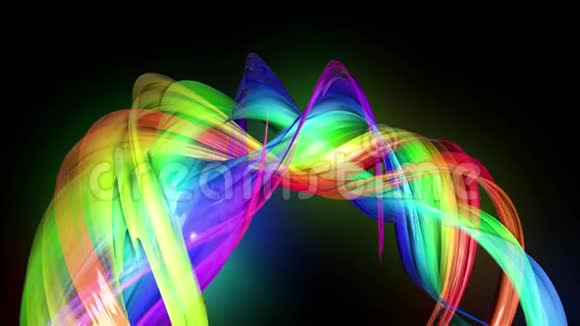 以霓虹灯为抽象背景的4k彩色循环彩虹彩色磁带动画视频的预览图