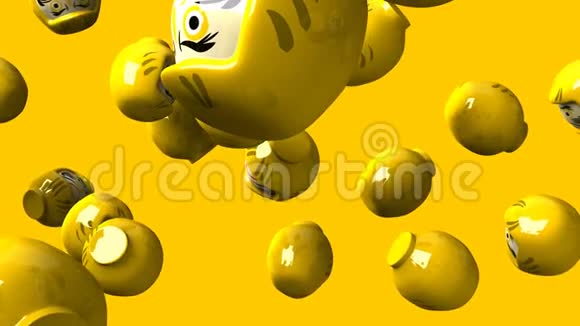 黄色背景上的黄色达鲁玛娃娃视频的预览图