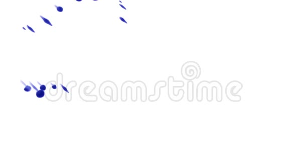 白色背景上的蓝色墨水三维渲染与卢马哑光视频的预览图