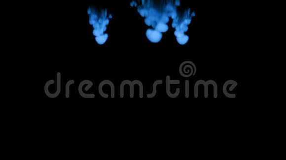 黑色背景上的蓝色荧光墨水三维渲染与卢马哑光视频的预览图