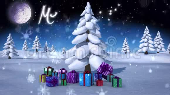 白雪皑皑的景色中圣诞快乐视频的预览图