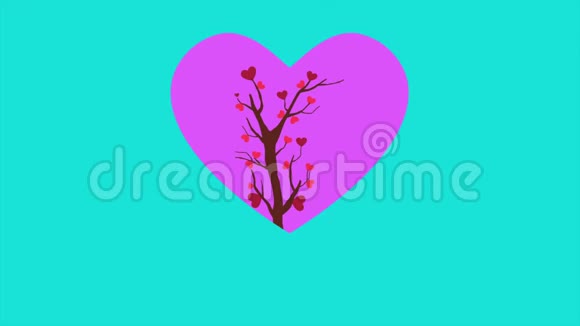 情人节快乐伴动画爱树视频的预览图