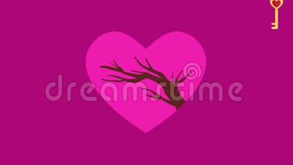 用爱情树做情人节贺卡的关键心动画视频的预览图