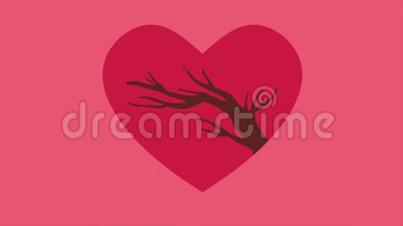 有爱的树的动画情人节视频的预览图