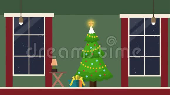 一栋树上的房子圣诞景观片段视频的预览图