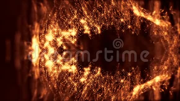 三维抽象循环背景与发光粒子如圣诞节或新年花环或火花形成摆动视频的预览图