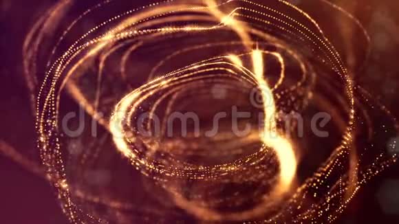 三维抽象循环背景与发光粒子如圣诞节或新年花环或火花形成摆动视频的预览图