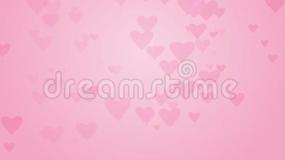 粉红色的心在浪漫的背景下升起情人节动画卡片无缝循环视频的预览图