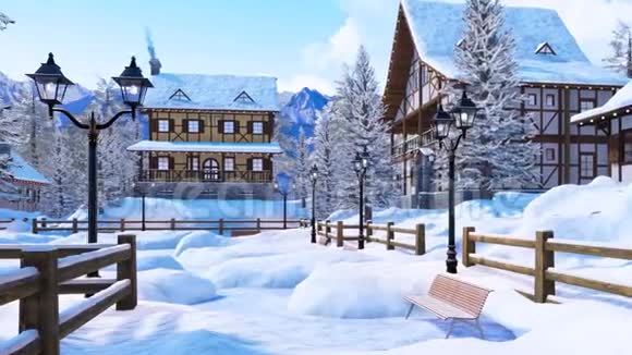冬季雪景高山屋视频的预览图