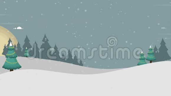 山上一个下雪的圣诞夜村的录像视频的预览图