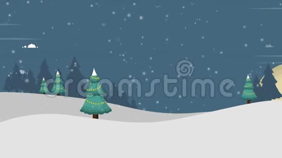 山上一个下雪的圣诞夜村的录像视频的预览图