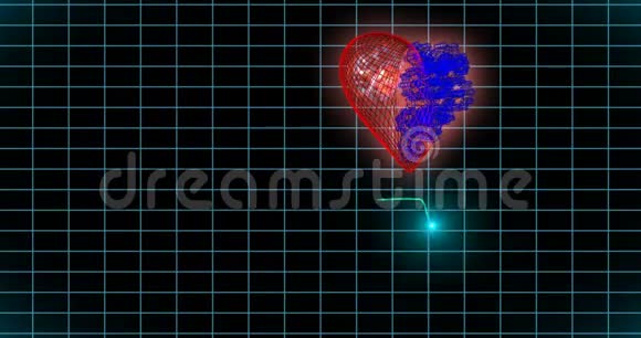 心电图监视器蓝色心电监护仪显示健康心跳无缝环路视频的预览图
