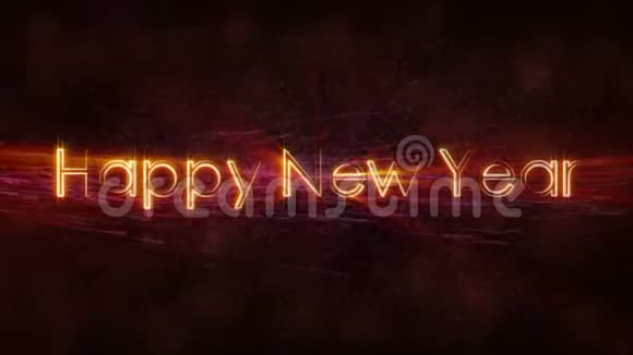 新年快乐文字循环动画黑暗动画背景视频的预览图