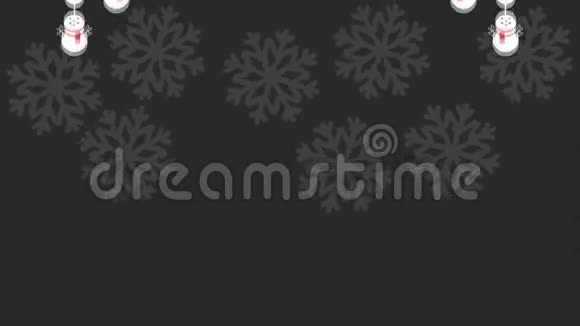 圣诞快乐有雪人和雪花视频的预览图