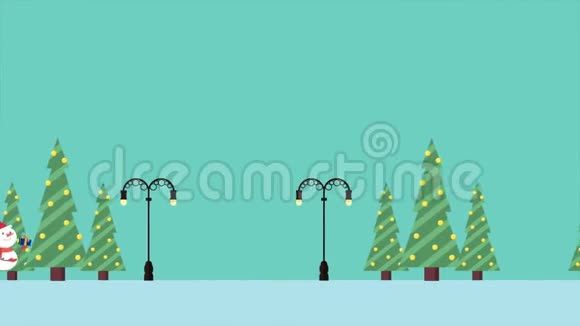 动画运动雪人与礼物圣诞快乐视频的预览图