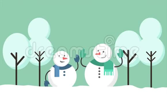 雪人在山上的动画动作圣诞快乐视频的预览图