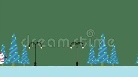 动画运动雪人与礼物圣诞快乐视频的预览图