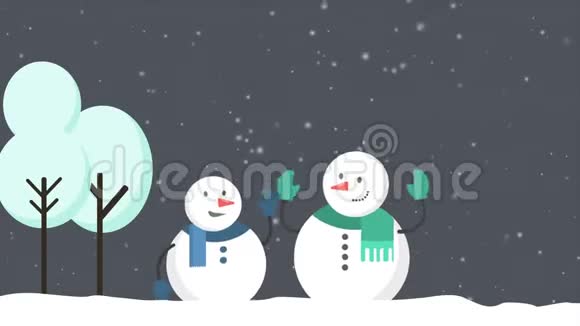 雪人在山上的动画动作圣诞快乐视频的预览图