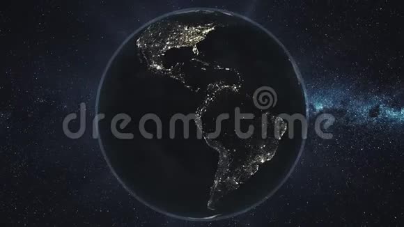 地球之夜轨道旋转行星恒星视频的预览图