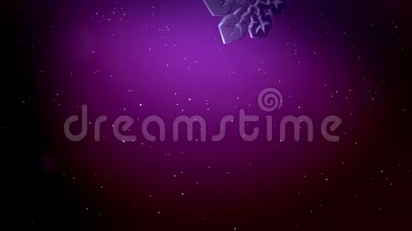 美丽的3d雪花落在紫色的背景上用作圣诞节新年贺卡或冬季环境的动画视频的预览图