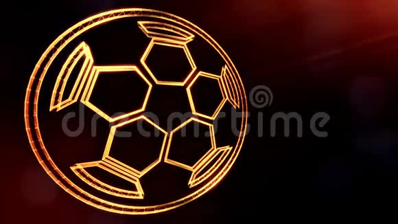 足球的图标背景由辉光粒子作为图像全息图3D无缝动画与景深视频的预览图