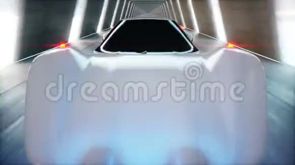 未来派飞车快速驾驶在SCIFI隧道科里多未来的概念动画是可循环的视频的预览图