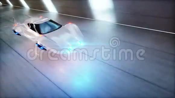 未来派飞车快速驾驶在SCIFI隧道科里多未来的概念动画是可循环的视频的预览图