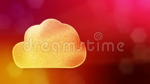 云的图标背景由辉光粒子作为图像全息图3D无缝动画与景深bokeh视频的预览图
