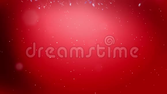 装饰的3d雪花在红色背景下的夜晚在空中飞舞用作圣诞新年贺卡或冬季动画视频的预览图