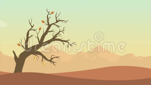 秋季景观落叶动画背景视频的预览图