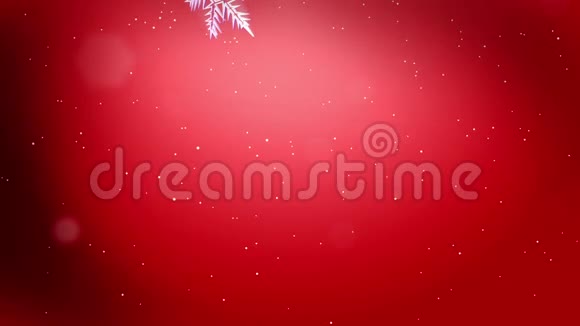 装饰的3d雪花在红色背景下在空中飞舞用作圣诞节新年贺卡或冬季环境的动画视频的预览图